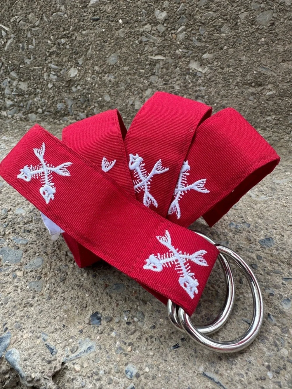 Vineyard Vines Red Fishbone D Ring Belt Canvas Preppy Coastal Mens M